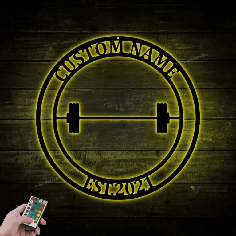 Gym Sign Led Lights, Personalized Home Gym Sign, Custom Metal Gym Sign, Home Gym Sign, Father's Day Gift, Home Workout Sign, Gym Center Decor