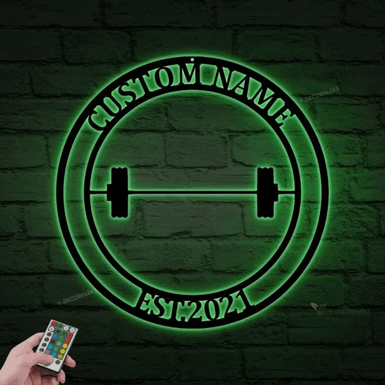 Gym Sign Led Lights, Personalized Home Gym Sign, Custom Metal Gym Sign, Home Gym Sign, Father's Day Gift, Home Workout Sign, Gym Center Decor