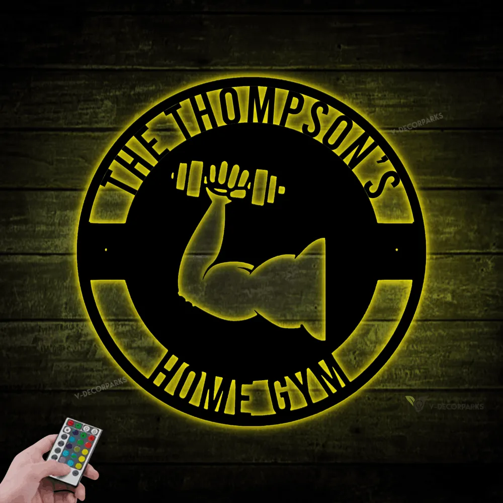 Led Lights Gym Sign, Personalized Home Gym Sign, Custom Metal Gym Sign, Home Gym Sign, Home Workout Sign, Crossfit Gym Sign, Fitness Center Decor