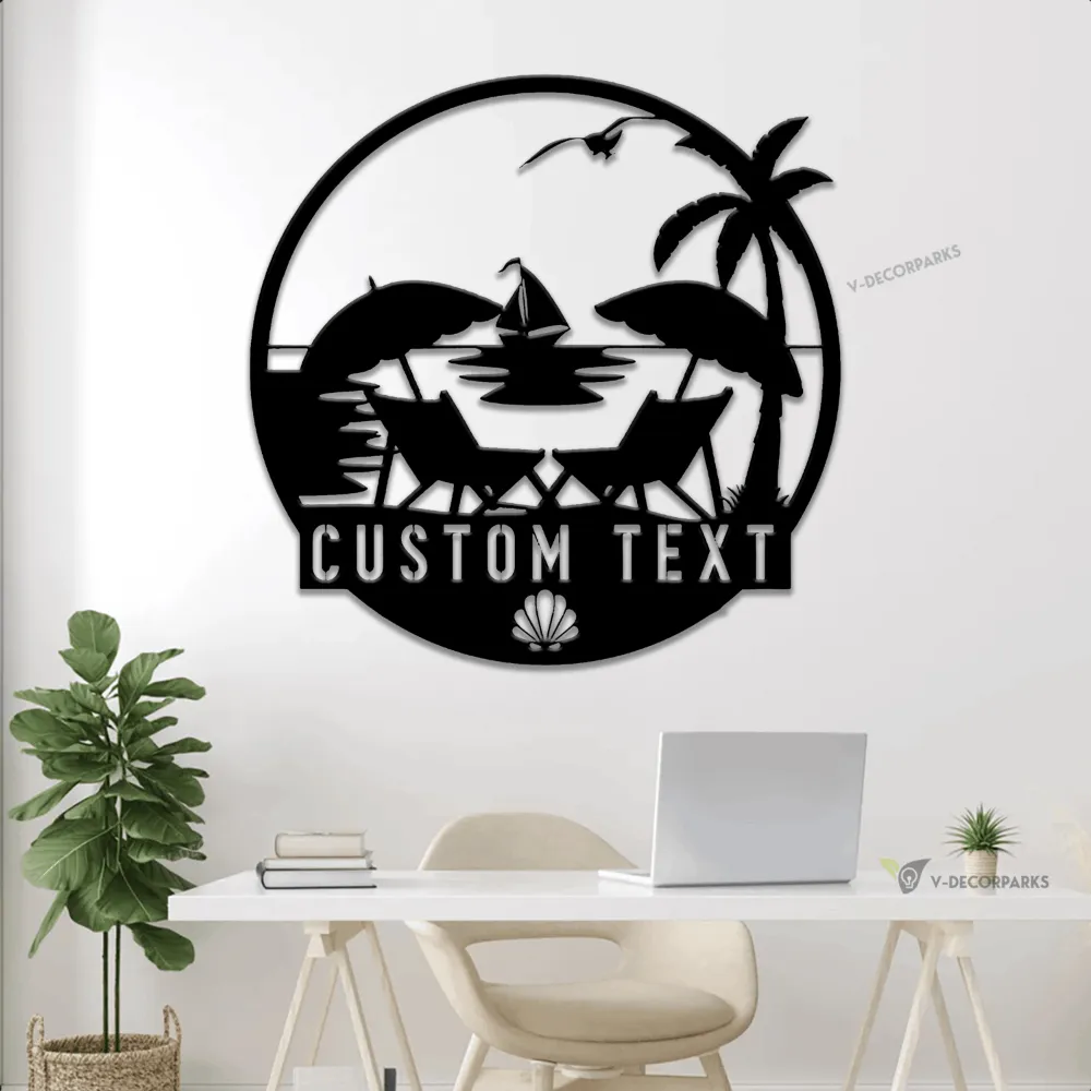 Metal Beach Scene Sign With Led Lights, Metal Beach House Sign, Beach House Decor, Beach Sign, Beach Decor, Lakehouse Sign