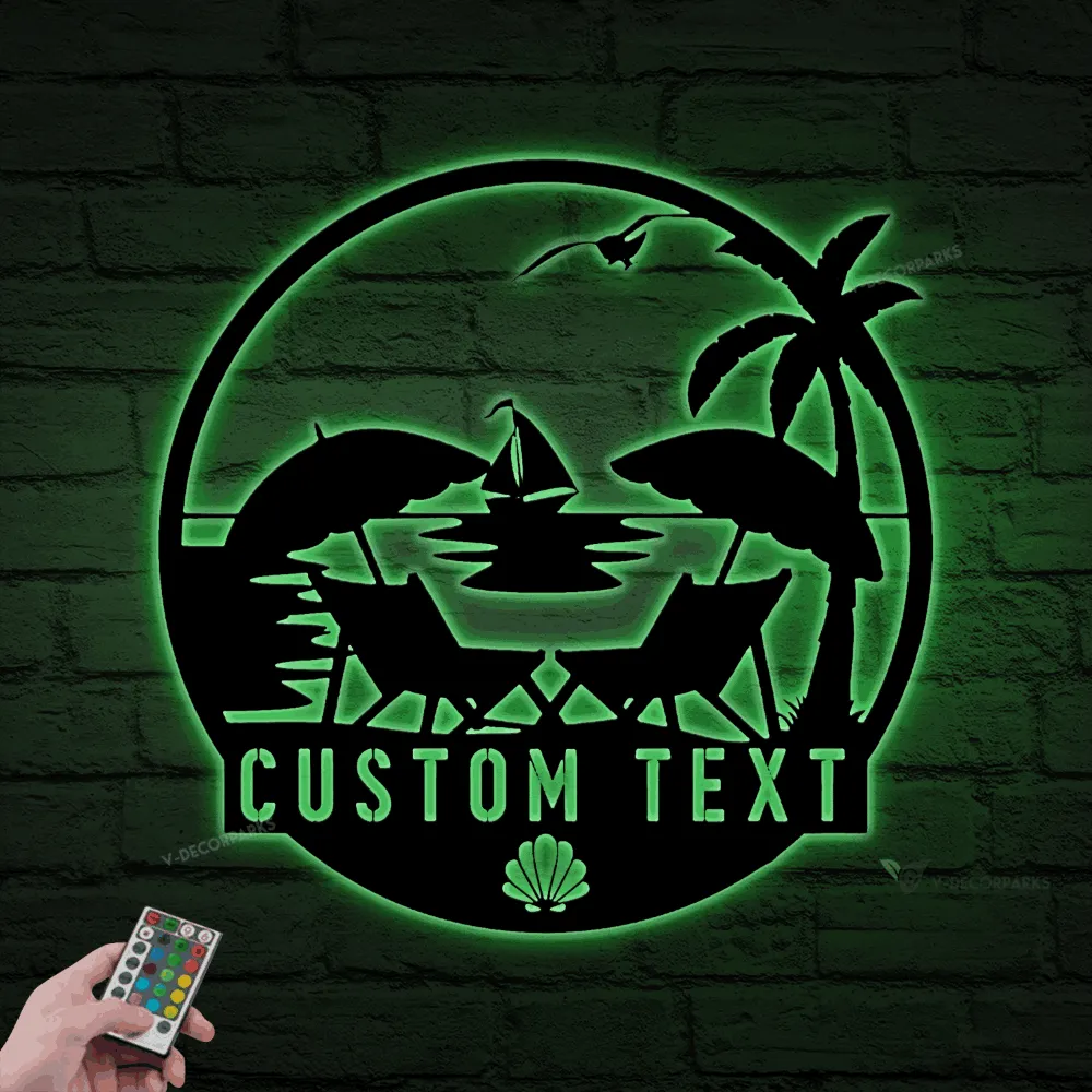 Metal Beach Scene Sign With Led Lights, Metal Beach House Sign, Beach House Decor, Beach Sign, Beach Decor, Lakehouse Sign