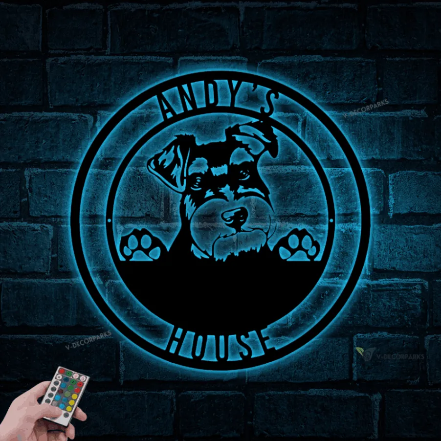 Metal Schnauzer Sign Led Lights , Schnauzer Dog Sign, Schnauzer Sign, Schnauzer Dog Decor, Metal Dog Sign, Custom Dog Sign, Gift For Dog Owner