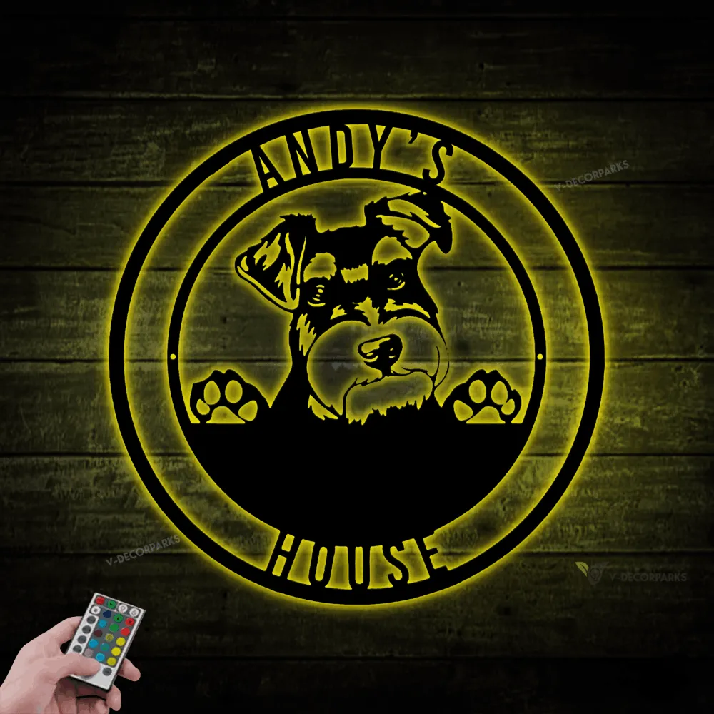 Metal Schnauzer Sign Led Lights , Schnauzer Dog Sign, Schnauzer Sign, Schnauzer Dog Decor, Metal Dog Sign, Custom Dog Sign, Gift For Dog Owner