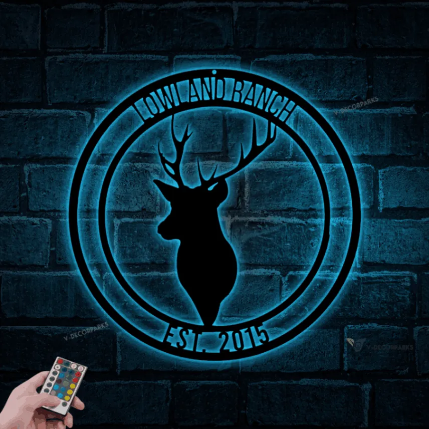 Metal Outdoor Sign With Led Lights, Custom Ranch Sign, Ranch Decor, Personalized Ranch Sign, Outdoor Decor, Cabin Sign, Hunting Sign