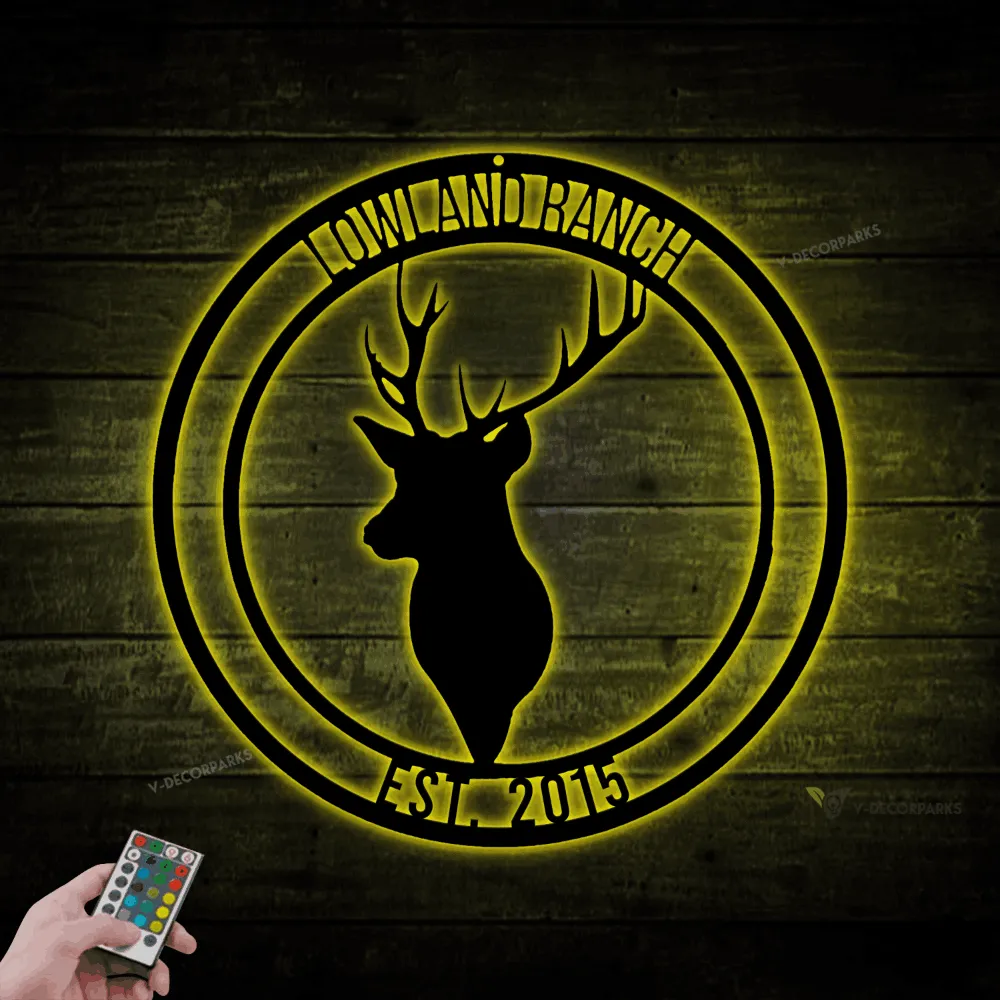 Metal Outdoor Sign With Led Lights, Custom Ranch Sign, Ranch Decor, Personalized Ranch Sign, Outdoor Decor, Cabin Sign, Hunting Sign