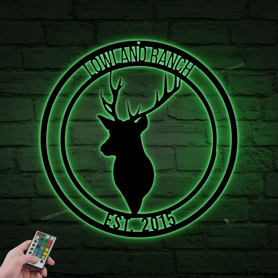 Metal Outdoor Sign With Led Lights, Custom Ranch Sign, Ranch Decor, Personalized Ranch Sign, Outdoor Decor, Cabin Sign, Hunting Sign