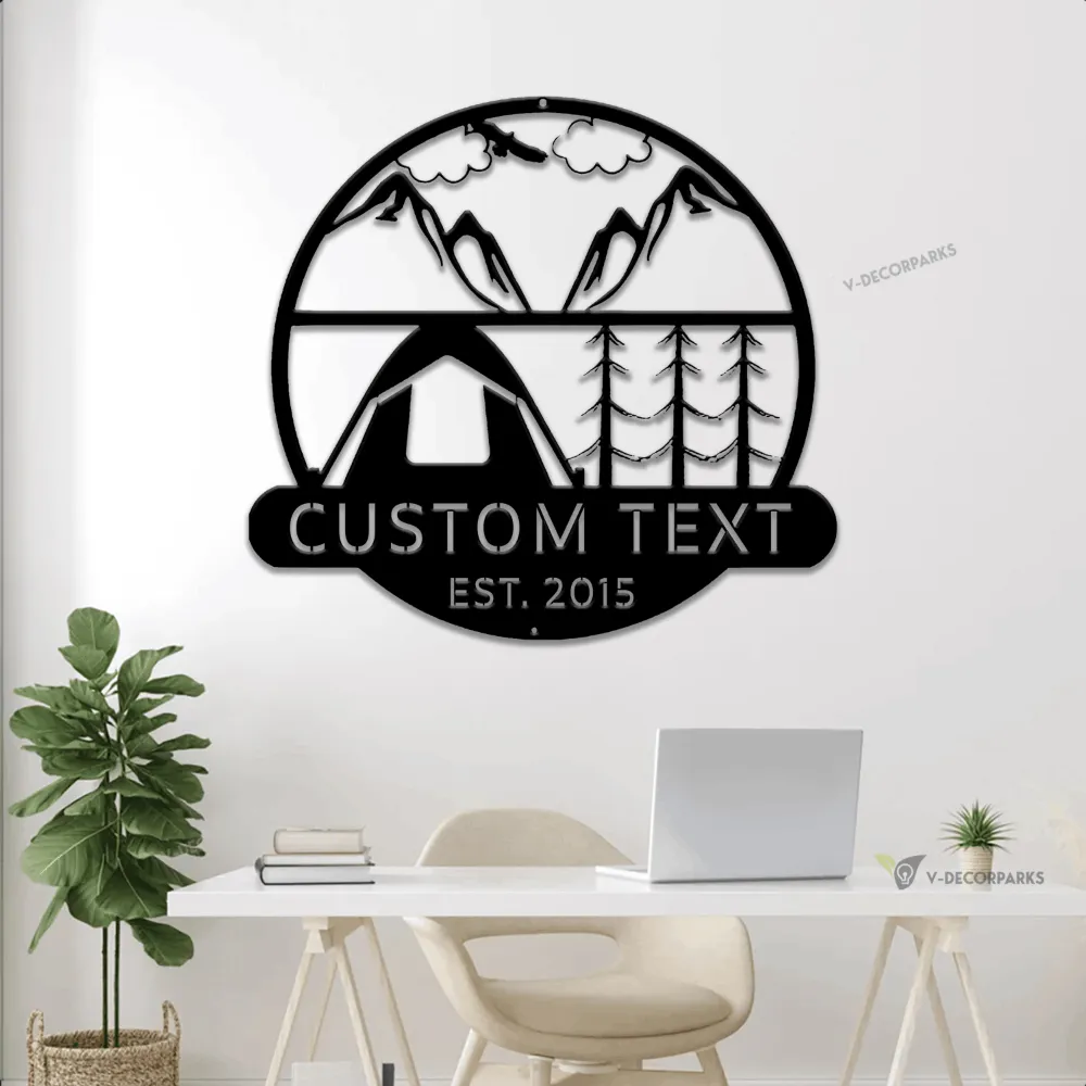 Metal Outdoor Sign With Led Lights, Custom Camp Sign, Camper Decor, Personalized Camping Gifts Sign, Outdoor Decor Cabin Sign, Cabin Sign