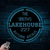 Metal Lakehouse Sign With Led Lights, Lakehouse Sign, River House Sign, Riverhouse Sign, Lake House Sign, Metal Address Sign, Addres Number Sign