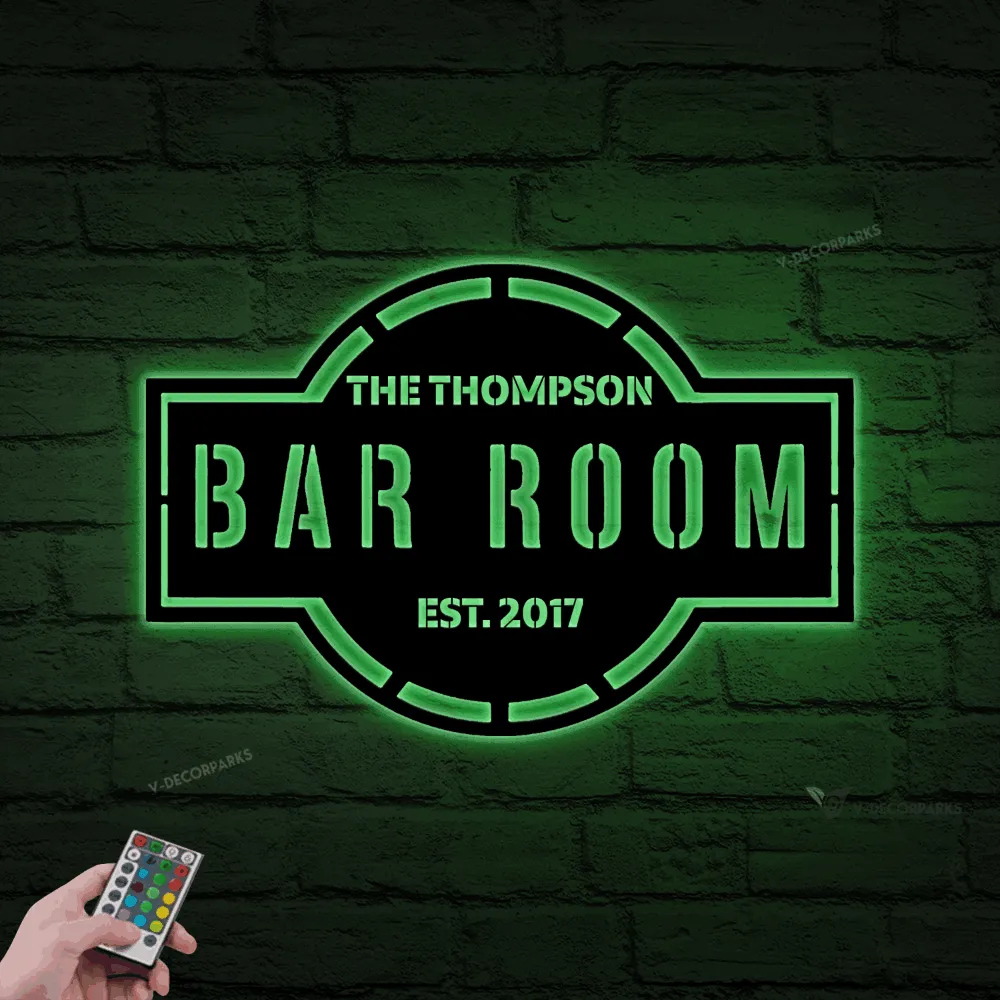 Metal Bar Sign With Led Lights, Metal Bar Room Sign, Bar And Grill Sign, Custom Bar Sign, Bar Sign, Sign For Bar, Home Bar Sign