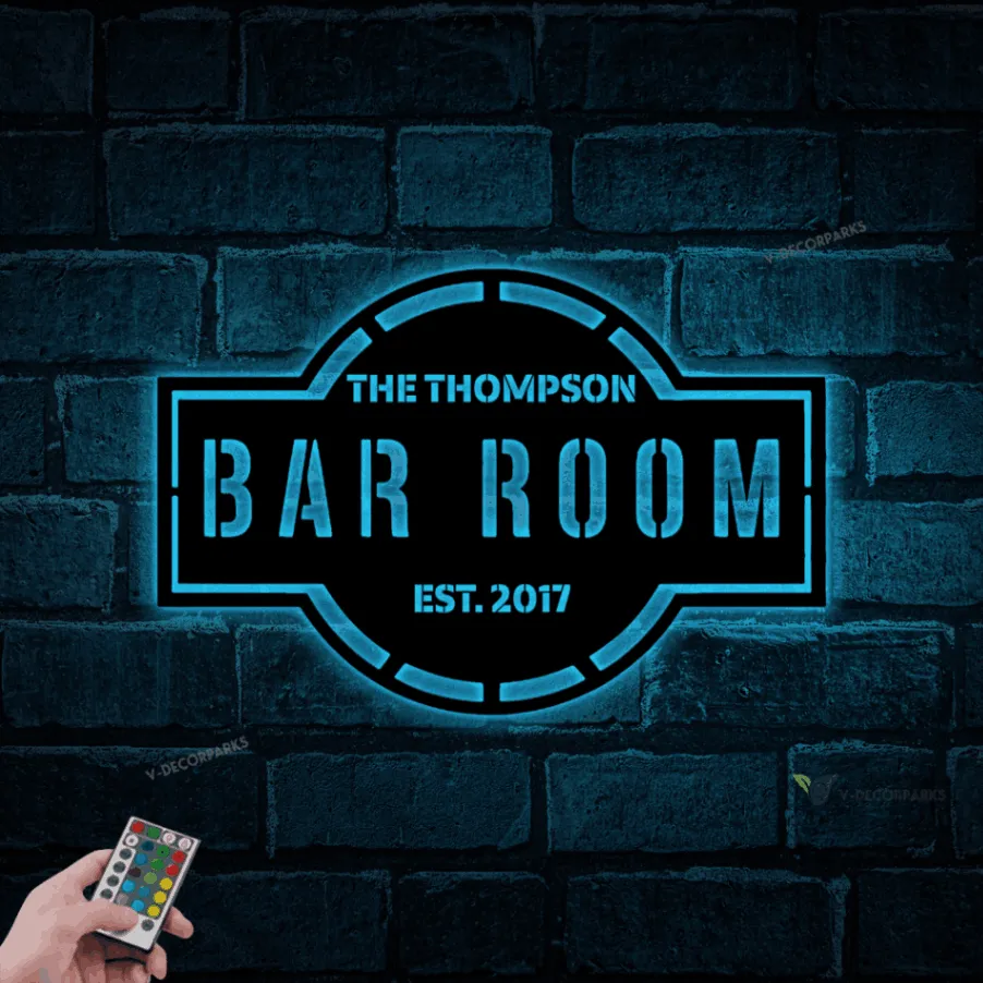 Metal Bar Sign With Led Lights, Metal Bar Room Sign, Bar And Grill Sign, Custom Bar Sign, Bar Sign, Sign For Bar, Home Bar Sign