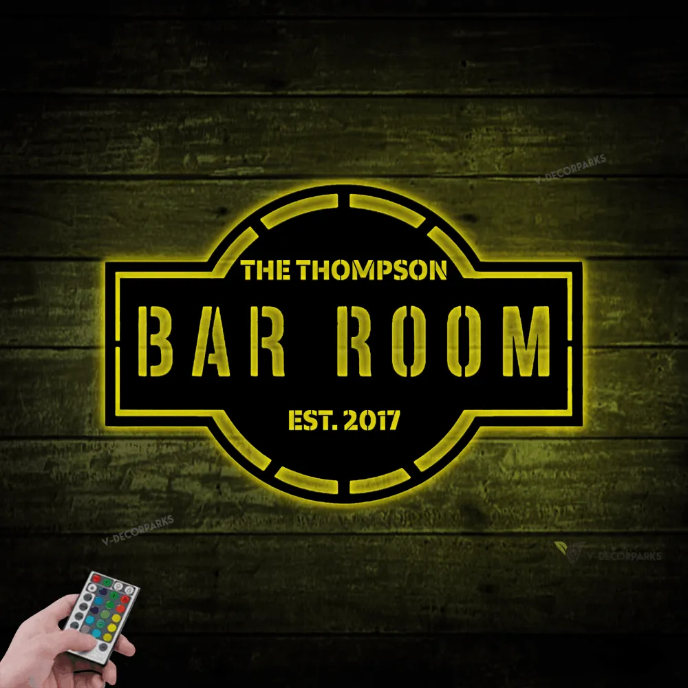 Metal Bar Sign With Led Lights, Metal Bar Room Sign, Bar And Grill Sign, Custom Bar Sign, Bar Sign, Sign For Bar, Home Bar Sign