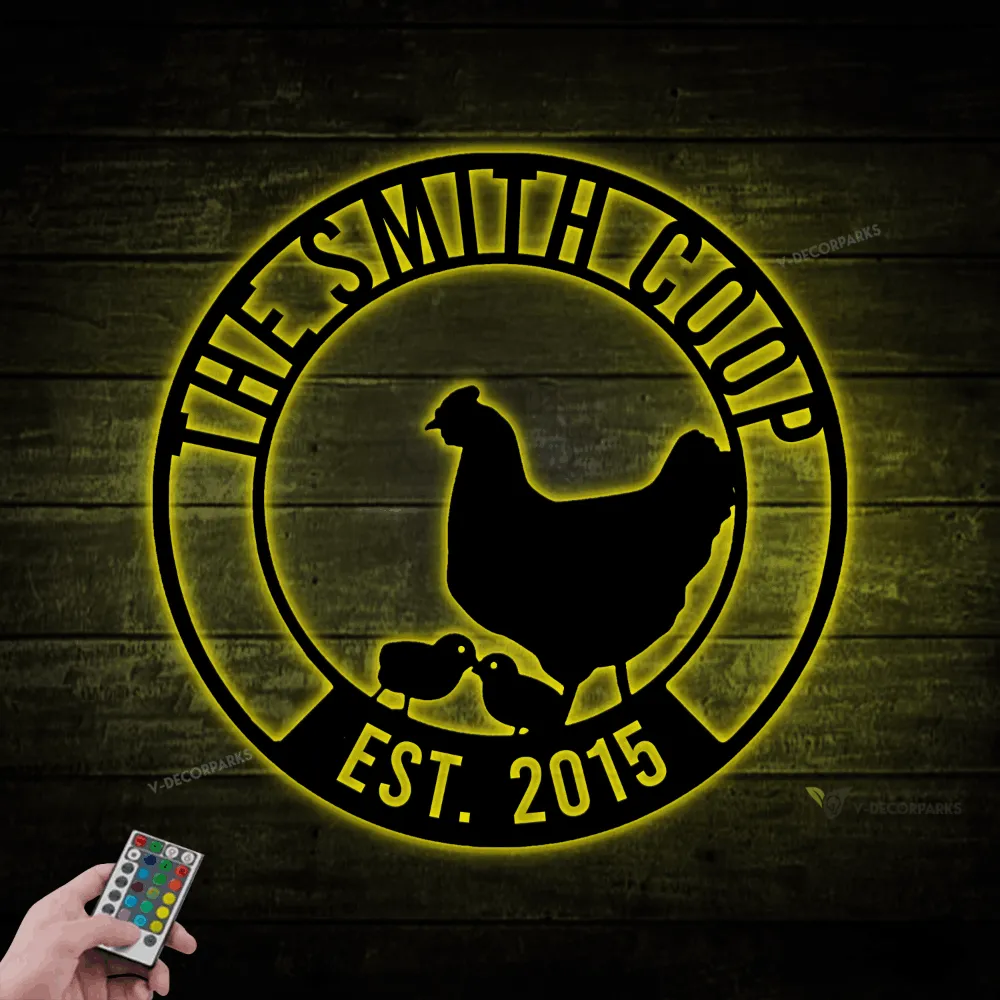 Metal Chicken Coop Led Lights Sign, Chicken Coop Sign, Metal Chicken Sign, Chicken Sign, Chicken Decor, Metal Farm Sign, Farmhouse Decor