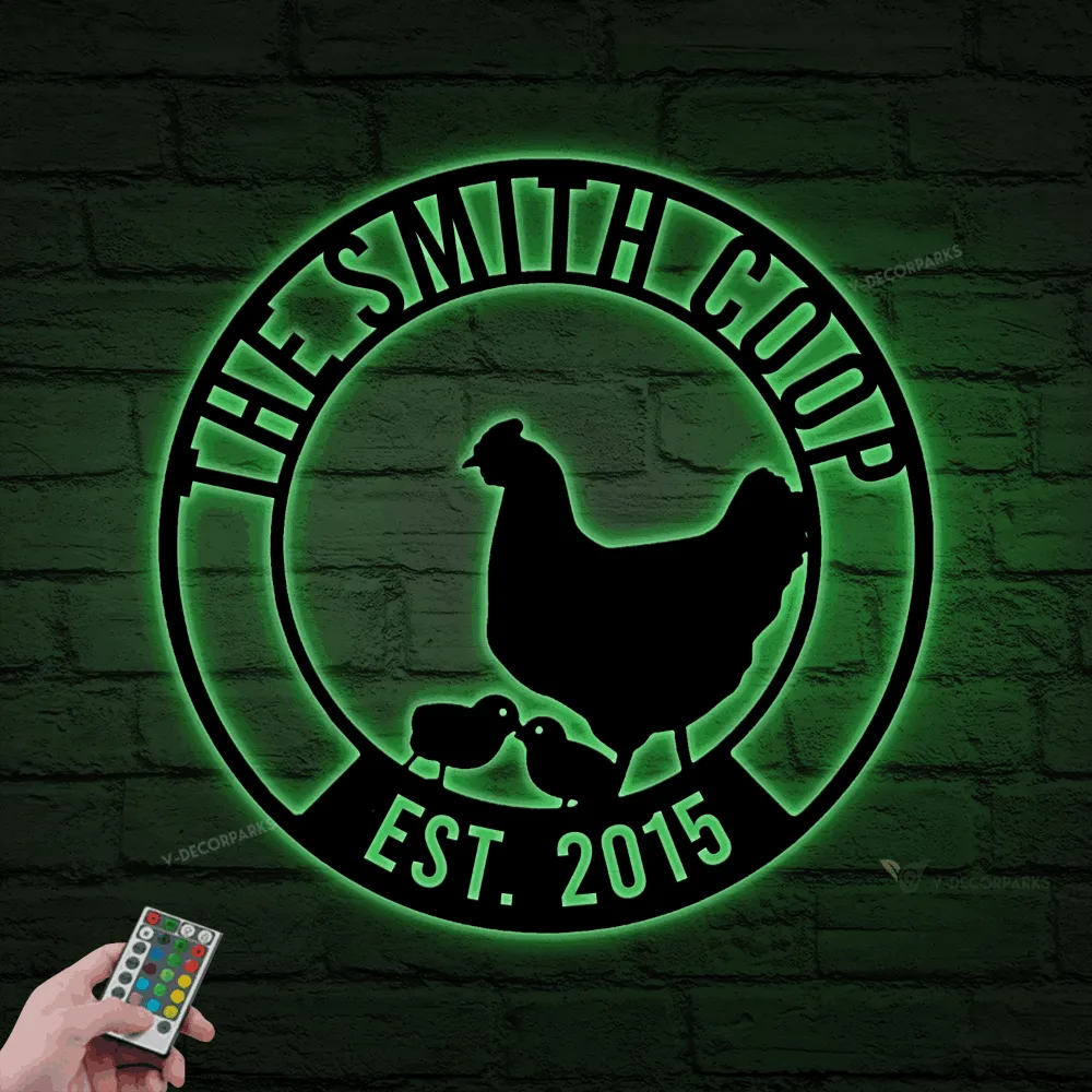 Metal Chicken Coop Led Lights Sign, Chicken Coop Sign, Metal Chicken Sign, Chicken Sign, Chicken Decor, Metal Farm Sign, Farmhouse Decor