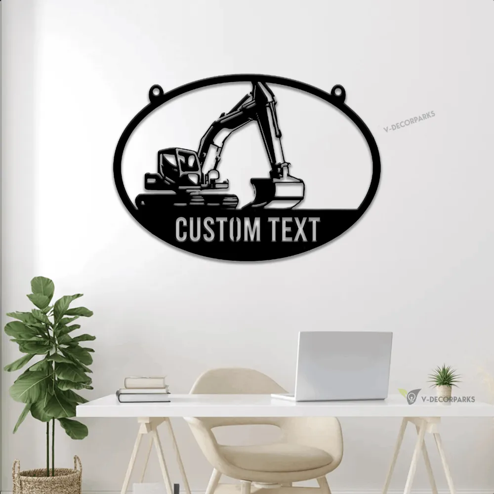 Metal Excavator Sign With Led Lights, Excavator Sign, Metal Construction Company Sign, Construction Sign, Dump Truck Sign