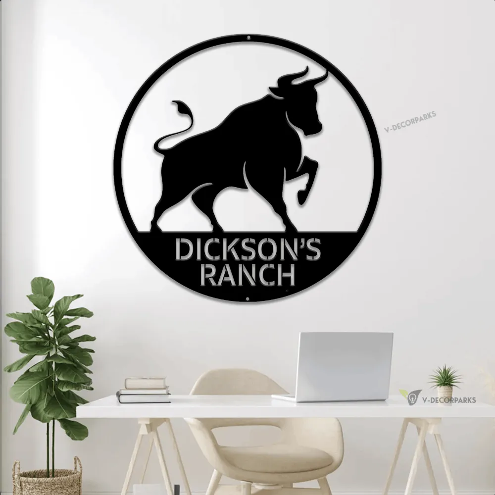Metal Farm Sign With Led Lights, Metal Bull Ranch Sign, Metal Ranch Sign, Metal Farmhouse Sign, Bull Sign, Cattle Farm Sign, Ranch Sign
