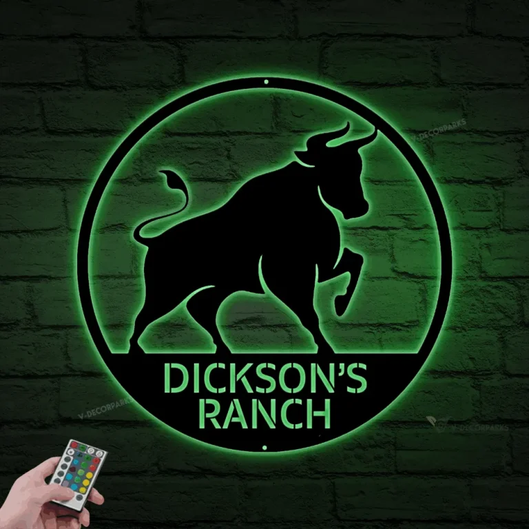 Metal Farm Sign With Led Lights, Metal Bull Ranch Sign, Metal Ranch Sign, Metal Farmhouse Sign, Bull Sign, Cattle Farm Sign, Ranch Sign