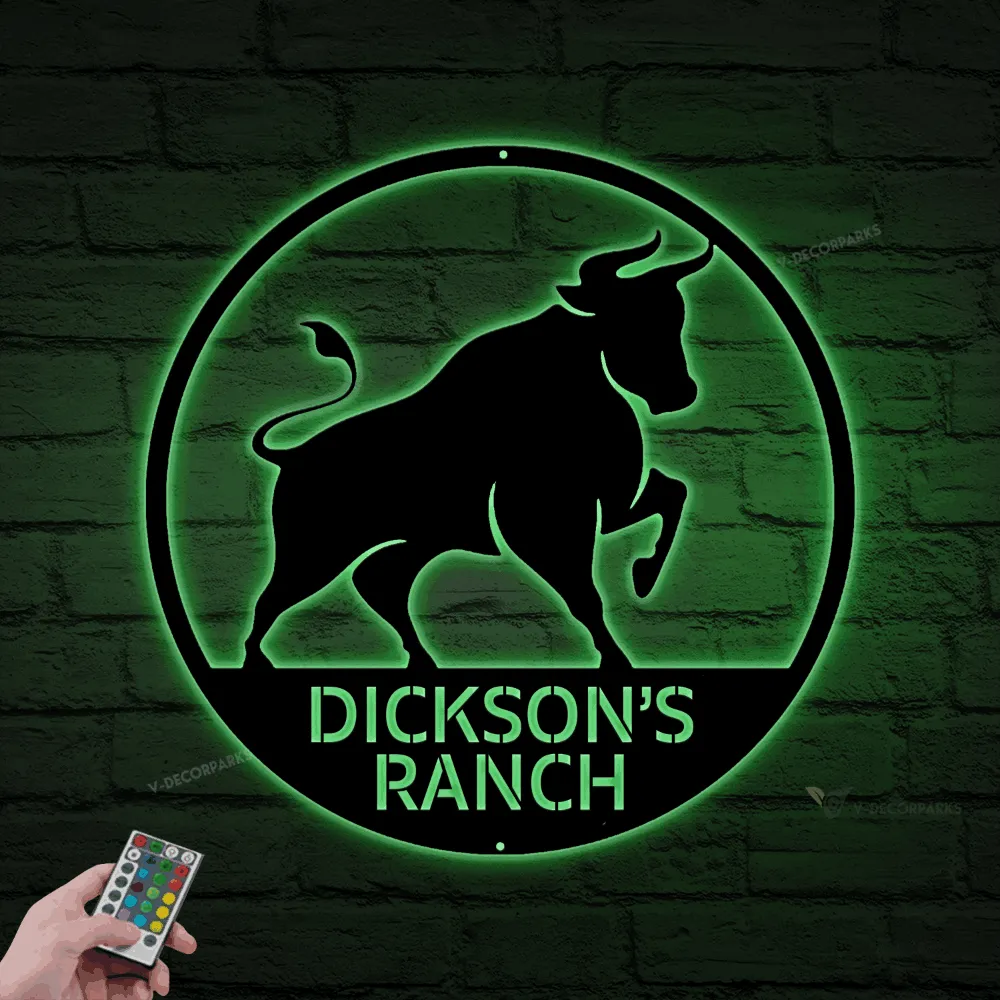 Metal Farm Sign With Led Lights, Metal Bull Ranch Sign, Metal Ranch Sign, Metal Farmhouse Sign, Bull Sign, Cattle Farm Sign, Ranch Sign