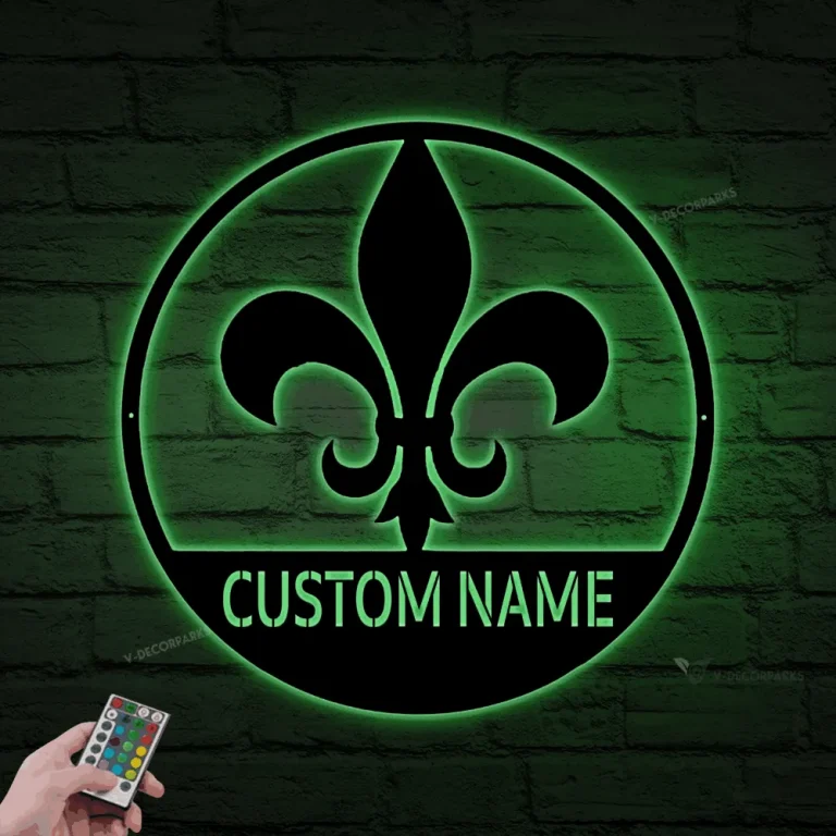 Metal Fleur De Lis Sign With Led Lights, Fleur De Lis Art, Louisiana Metal Sign, Fleur De Lis Name Sign, Fleur De Lis Decor, Family Name Sign