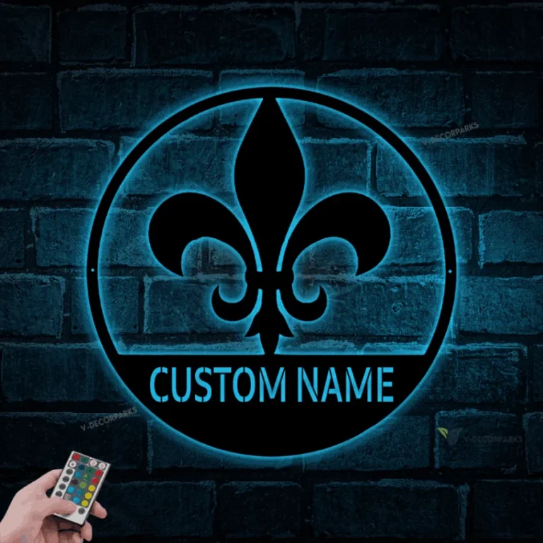 Metal Fleur De Lis Sign With Led Lights, Fleur De Lis Art, Louisiana Metal Sign, Fleur De Lis Name Sign, Fleur De Lis Decor, Family Name Sign