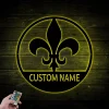 Metal Fleur De Lis Sign With Led Lights, Fleur De Lis Art, Louisiana Metal Sign, Fleur De Lis Name Sign, Fleur De Lis Decor, Family Name Sign