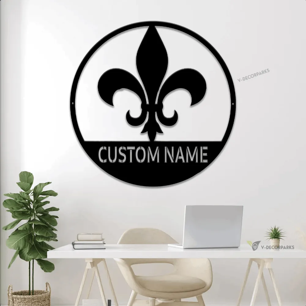 Metal Fleur De Lis Sign With Led Lights, Fleur De Lis Art, Louisiana Metal Sign, Fleur De Lis Name Sign, Fleur De Lis Decor, Family Name Sign