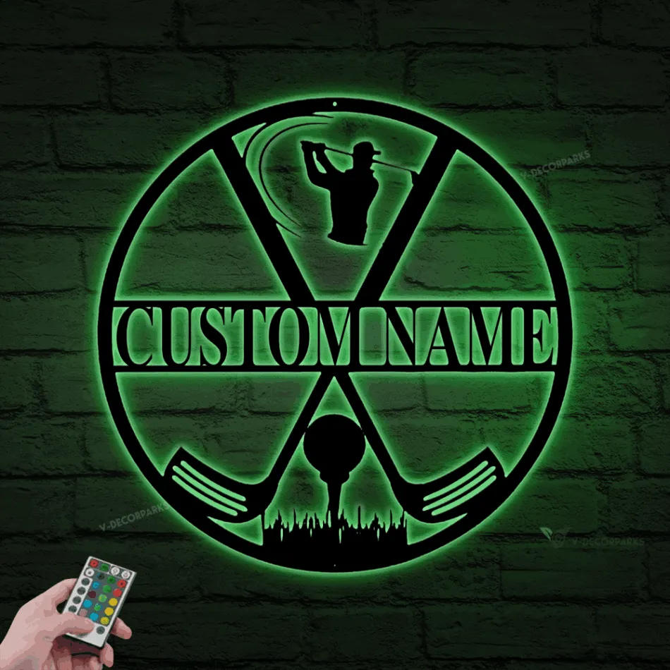 Metal Golf Sign With Led Lights, Golf Sign, Golf Gifts For Men, Personalized Golf Sign, Golf Mancave Sign, Golfer Gift, Gift For Boyfriend