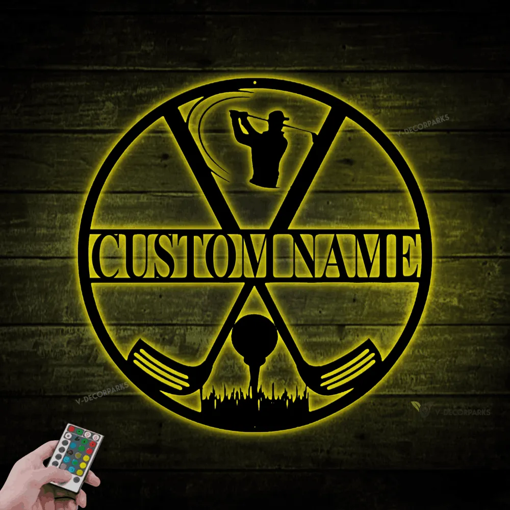 Metal Golf Sign With Led Lights, Golf Sign, Golf Gifts For Men, Personalized Golf Sign, Golf Mancave Sign, Golfer Gift, Gift For Boyfriend