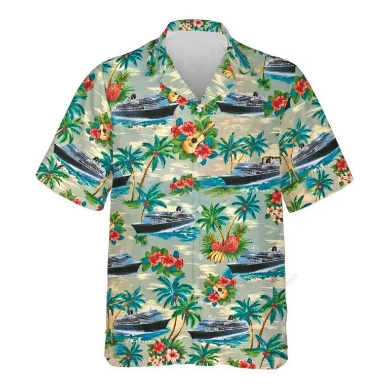 Cruise Ship Hawaiian Shirt For Men Women, Cruise Boat Summer Beach Shirt, Ship Aloha Shirts, Tropical Pattern Button Down Short Sleeve Hawaiian Shirt