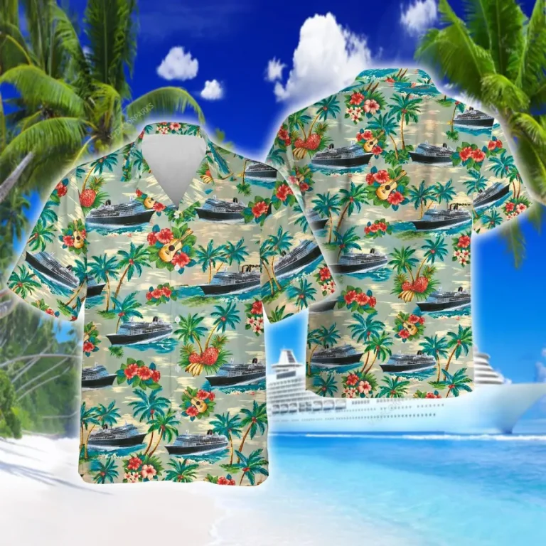 Cruise Ship Hawaiian Shirt For Men Women, Cruise Boat Summer Beach Shirt, Ship Aloha Shirts, Tropical Pattern Button Down Short Sleeve Hawaiian Shirt