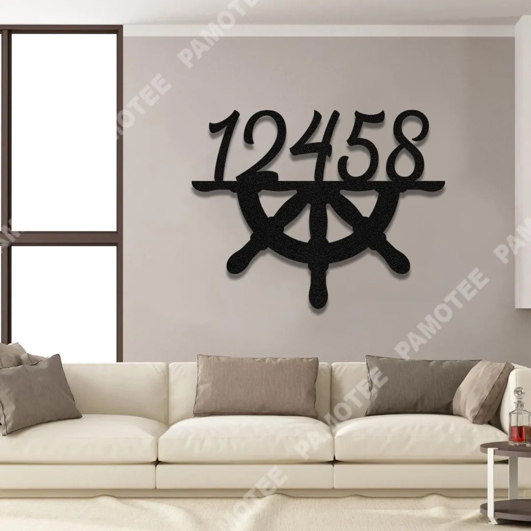 1001-02.webp Personalized Address Helm Beach House Metal Sign, Custom Outdoor House, Lake