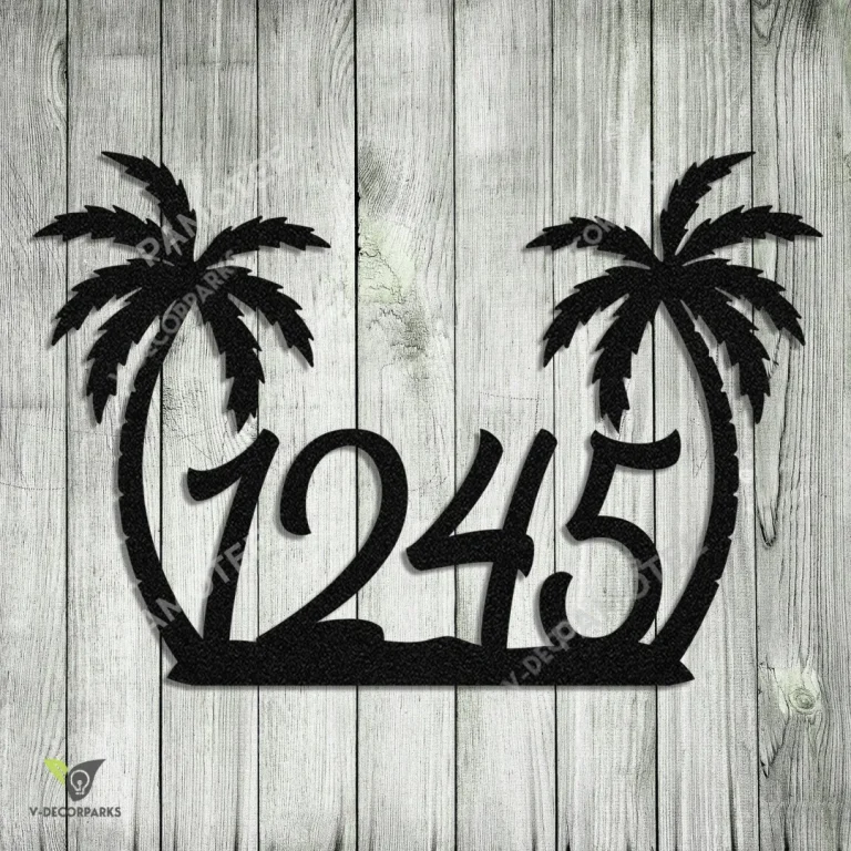 Palm Tree Customized Metal Address Sign, House Number, Vintage Outdoor Decor