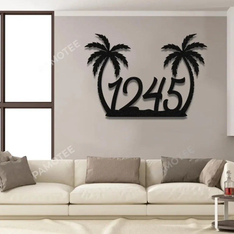 Palm Tree Customized Metal Address Sign, House Number, Vintage Outdoor Decor