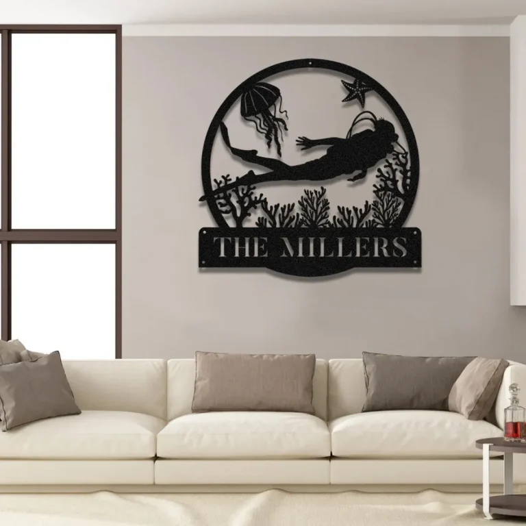 Scuba Diving Beach House Metal Sign, Custom Outdoor Lake, Wall Decor, Wedding Art Gift