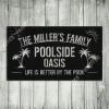 Poolside Oasis Metal Sign, Custom Outdoor Beach, Patio, Backyard, Wall Decor, Wedding Gift