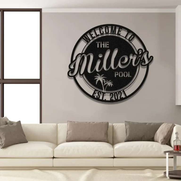 Pool Metal Sign Monogram, Custom Outdoor House, Beach, Patio, Backyard, Wall Decor, Wedding Art Gift
