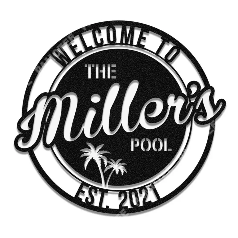 Pool Metal Sign Monogram, Custom Outdoor House, Beach, Patio, Backyard, Wall Decor, Wedding Art Gift