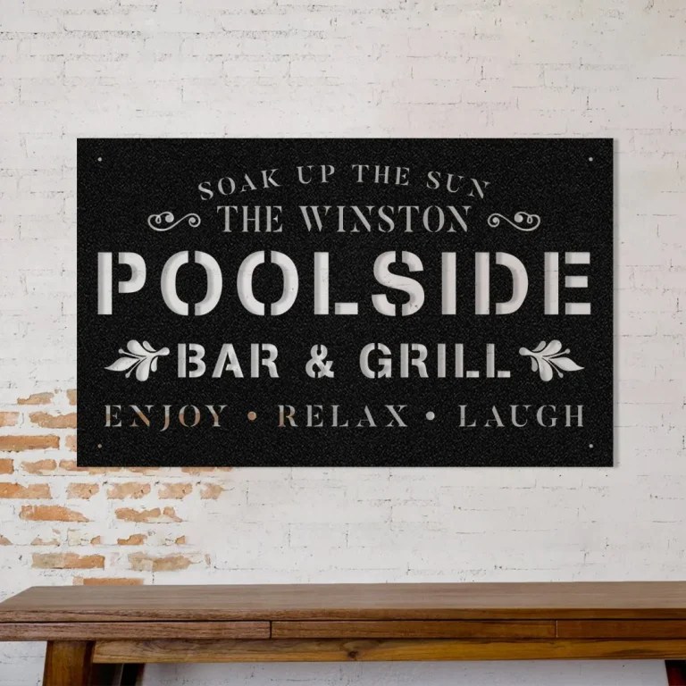 Personalized Name Pool Bar Metal Sign Monogram, Custom Outdoor House, Beach, Patio, Backyard, Wedding Art Gift