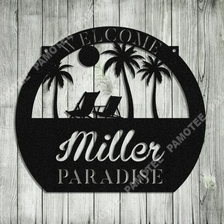 Beach Metal Sign Monogram, Custom Outdoor House, Pool, Patio, Backyard, Wall Decor