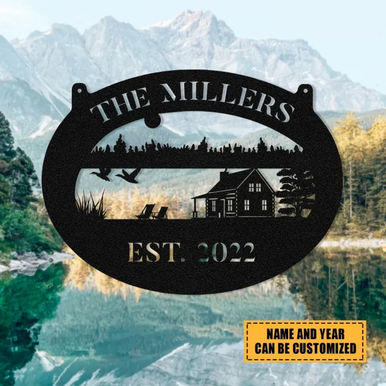 Personalized Name Lake House Metal Sign, House, Cabin, Housewarming ...