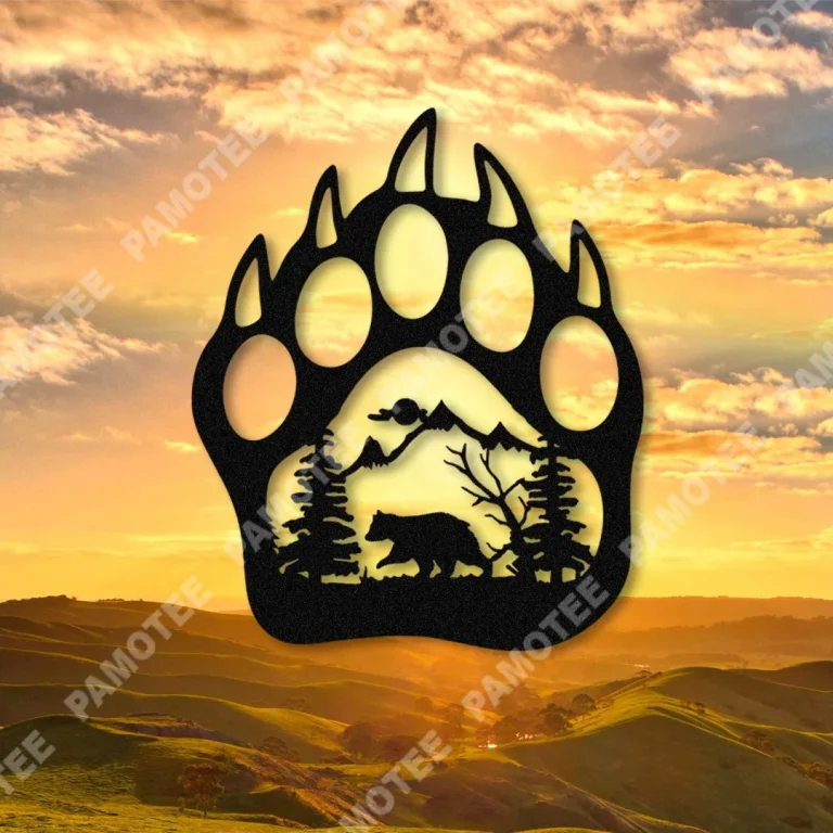 Bear Paw Print Metal Sign, Bear Footprint Home Decor