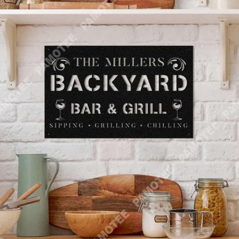 Personalized Family Name Bar Grill Metal Sign Monogram, Custom Outdoor Bbq, Barbecue, Patio, Backyard, Wall Decor