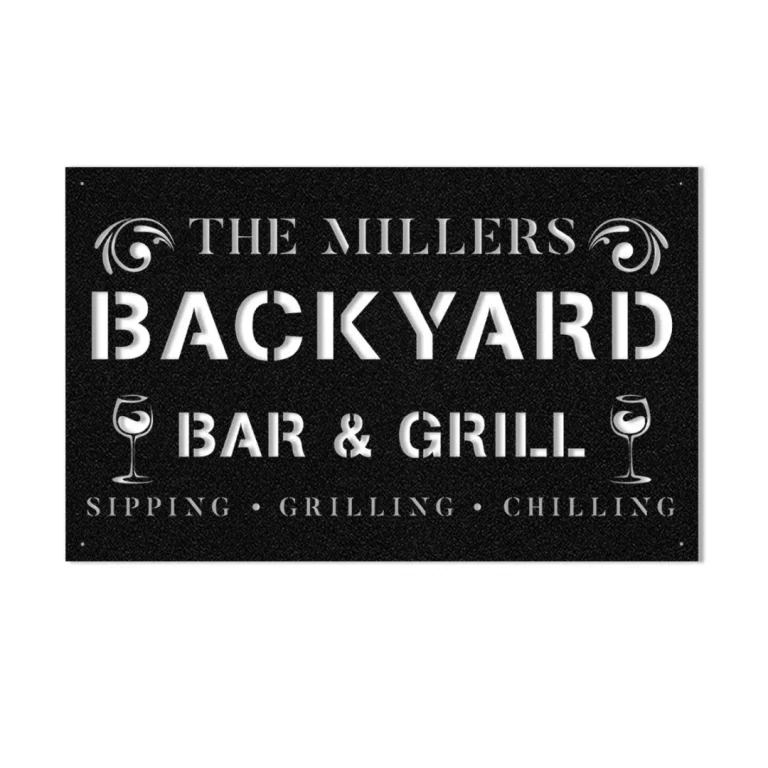 Personalized Family Name Bar Grill Metal Sign Monogram, Custom Outdoor Bbq, Barbecue, Patio, Backyard, Wall Decor