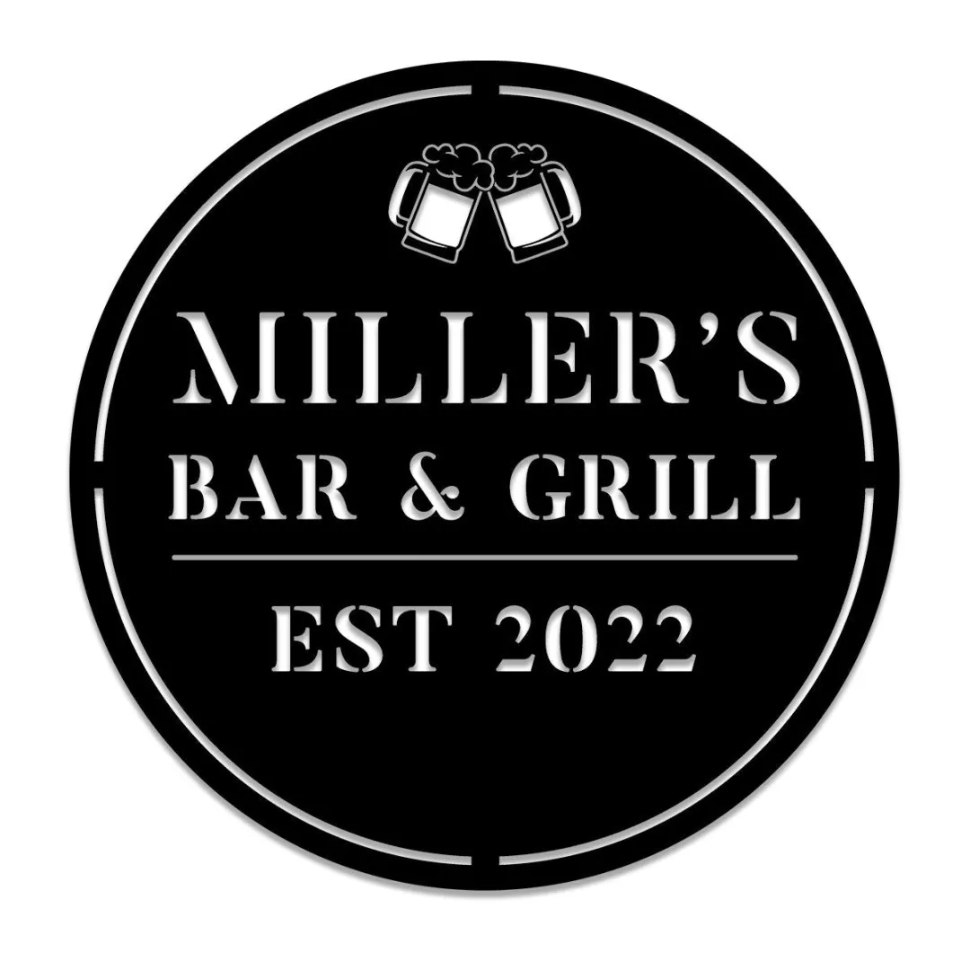 1114-03.webp Personalized Name Beer Grill Metal Sign Monogram, Custom Outdoor Bbq, Patio