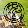 Bar Grill Metal Sign Monogram, Custom Outdoor Bbq, Barbecue, Patio, Backyard, Wedding Art Gift
