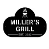 Personalized Family Name Bar Grill Metal Sign Monogram, Barbecue, Patio, Wall Decor, Wedding Art Gift