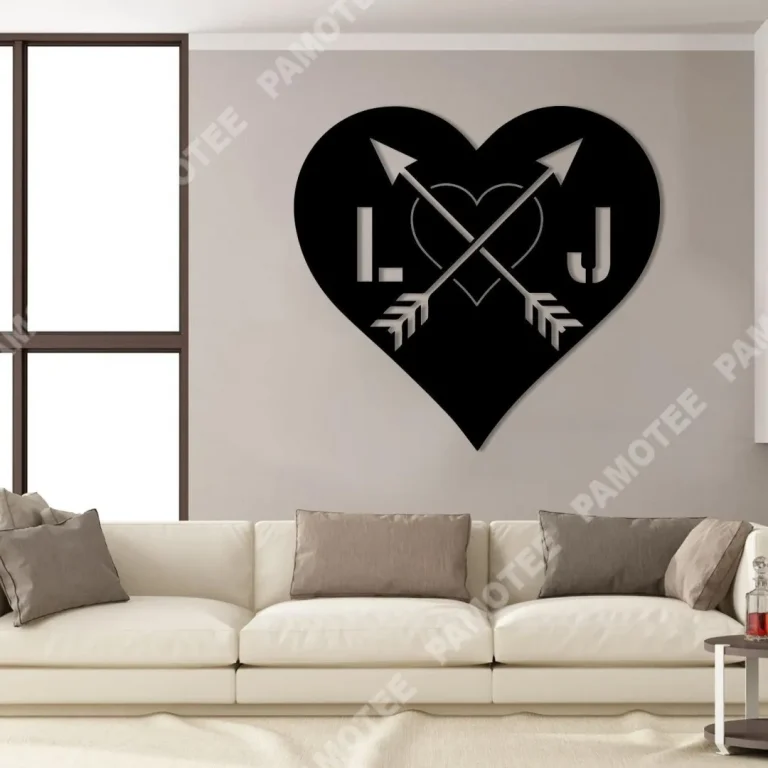 Personalized Heart Valentines Day Metal Sign, Home Decor For Him, Her, Couple