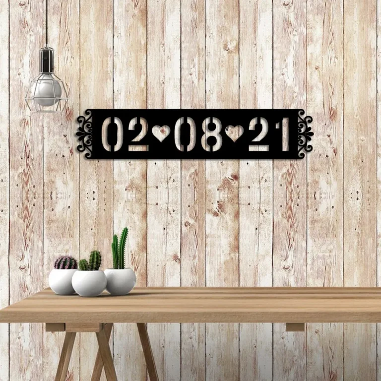 Personalized Date Valentines Day Metal Sign, Custom Home Decor Gift For Her, Wedding, Anniversary Wall Art