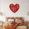 Red Heart Feather Valentines Day Metal Sign, Loving Gift For Lovers