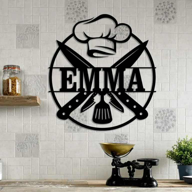 Personalized Cooking Chef Metal Sign, Custom Home Kitchen Housewarming Wall Decor, Wedding Art Gift