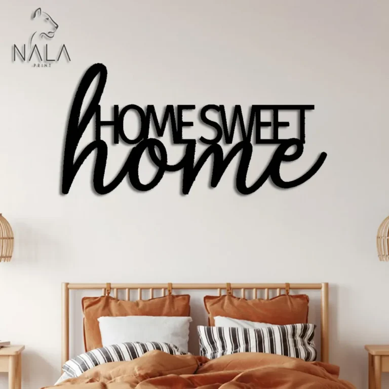 Home Sweet Home Wall Art, Typography Design Metal Sign, Home Love Wall Hanging Decor, Housewarming Gift